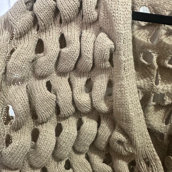 Chunky Hollow Out Knit Khaki Cardigan - Picture 11 of 11